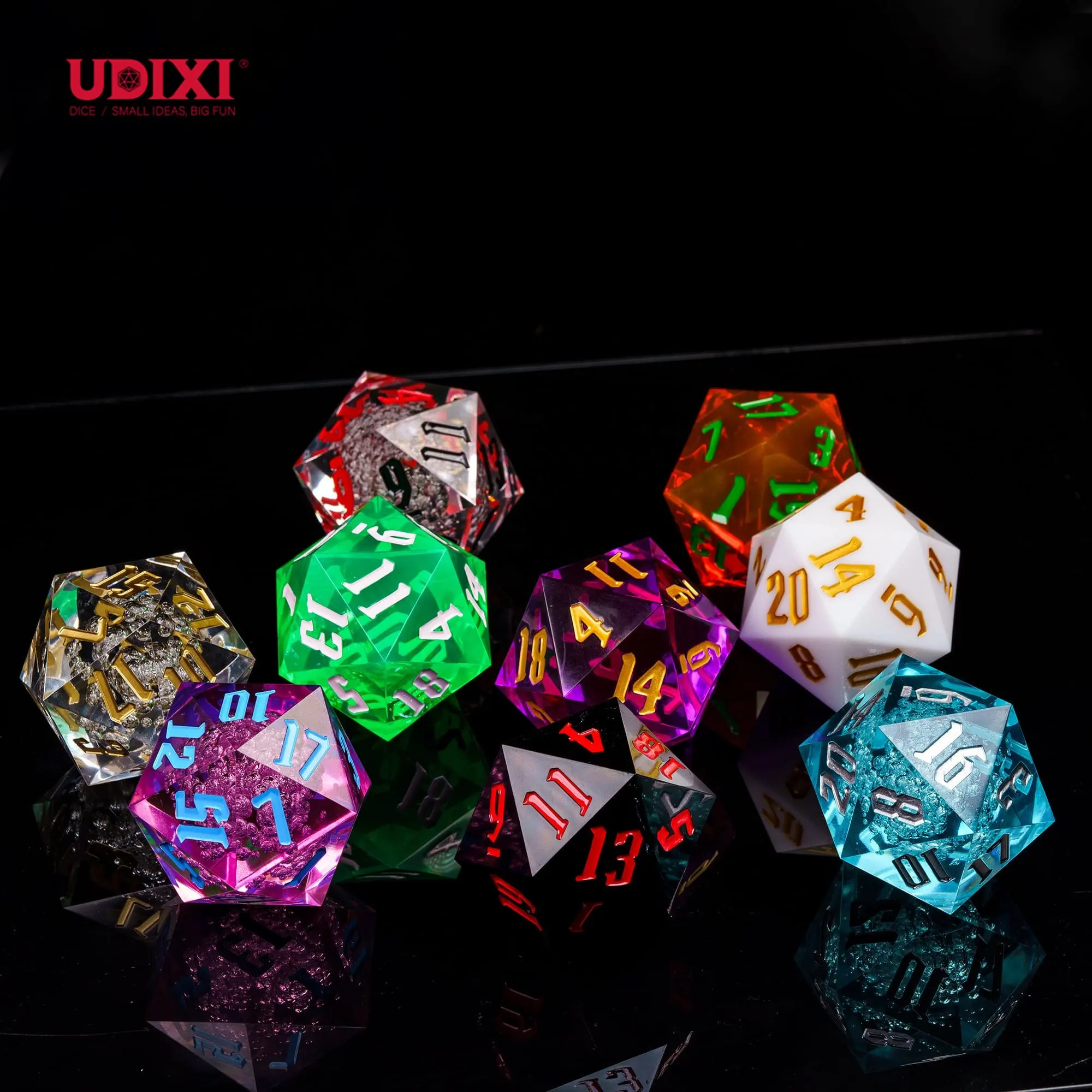 Udixi Plastic Polyhedral benutzer definierte Logo RPG Dungeons und Drachen Acryl Riesige 55mm D20 20 Seiten Würfel