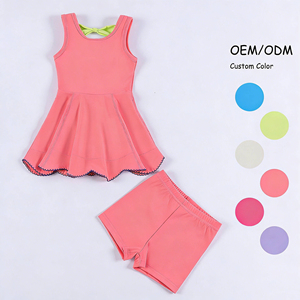 Nouvelle Robe d'été sans manches pour filles, style gilet, avec short intégré, <span class=keywords><strong>ceinture</strong></span> sport, en polyester respirant, col carré, couleur unie personnalisable - Product Image 3
