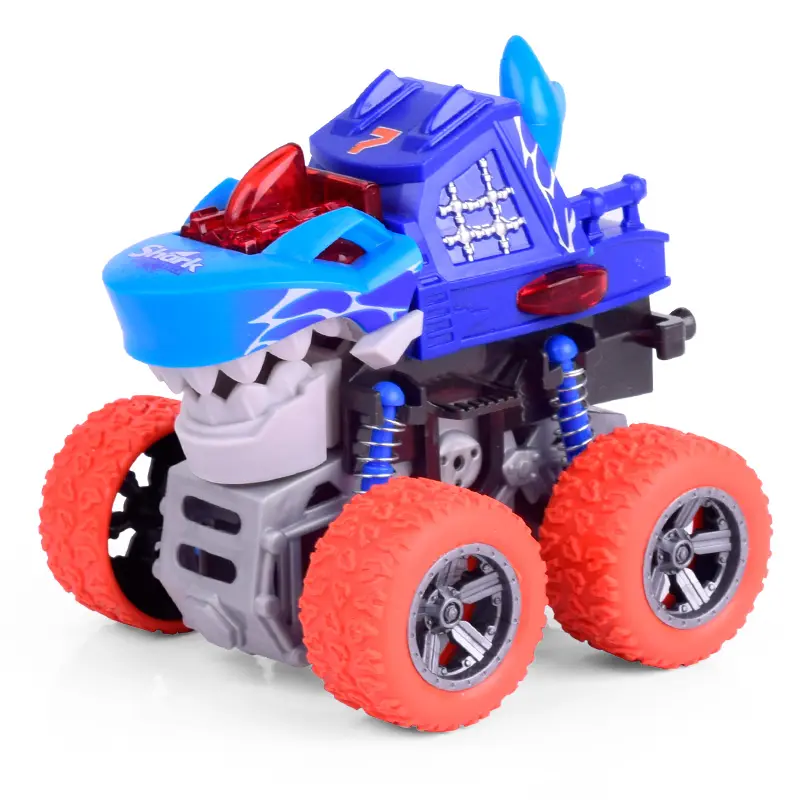 4WD Friction Toy Car Vehicles-Dinosaur Small Monster Truck Model Stunt 360 Birthday Gift for Boys