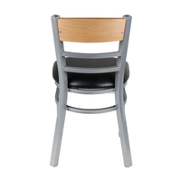 Chaise de restaurant à structure métallique, dossier en bois, assise rembourrée en PU, chaise de café, bistrot, cantine