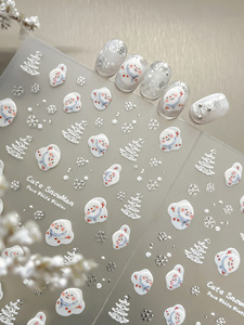 Autocollants pour ongles en forme de bonhomme de neige de Noël, autocollants pour ongles en dessin animé d'hiver, autocollants pour nail art, pour la décoration de manucure DIY en salon - Product Image 3