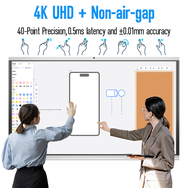 LCD Display 4k Lcd Interactive Whiteboard NFC Camera Android/Windows Conference All-In-One 40-Point IR Touch Screen Smart Board