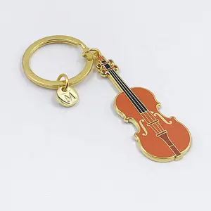 Beliebte großhandel custom logo gold gitarre schlüssel ring kette keychain