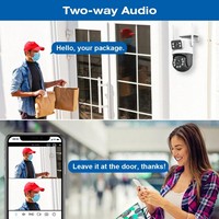 Caméra WiFi extérieure IP66 à double objectif 2,4 GHz, caméra de sécurité HD sans fil avec suivi de mouvement et interphone vocal