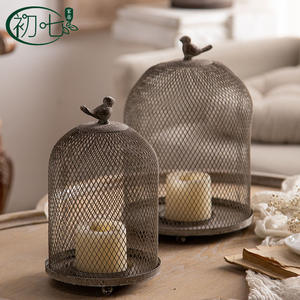 Juego de Portavelas de Malla de Hierro Forjado con Forma de Jaula de Pájaros y Linterna Decorativa Superior con Forma de Pájaro para Decoración del Hogar - Product Image 4