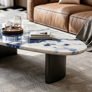 Table basse en <span class=keywords><strong>quartz</strong></span> artificiel artisanal irrégulier de style antique, sculptée sur mesure, en pierre artificielle, style européen moderne, écologique - Product Image 4