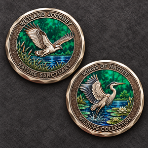 Custom Wildlife Challenge Coins Wetland Osprey Heron Nature Souvenir Metal Collectible Gifts OEM ODM - Product Image 1