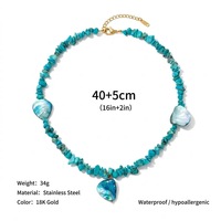 Collier avec pendentif en coquillage et perles de pierre naturelle couleur dopamine, chaîne de clavicule tendance et unique pour femme