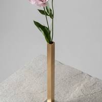 Vase carré en métal fin à tige unique ARM LVG, finition argent brossé doré, en acier inoxydable moderne, pour mariage et arrangements floraux