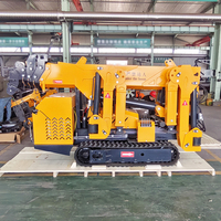 Mini-grue araignée sur chenilles avec télécommande sans fil et flèche télescopique hydraulique pour la construction en espaces étroits