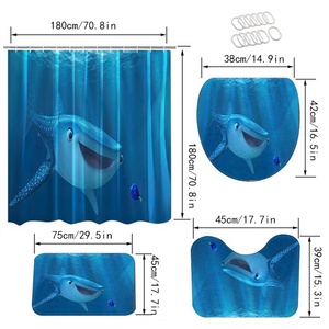 Finding <span class=keywords><strong>Nemo</strong></span> ชุดม่านอาบน้ำสี่ชิ้นปรับแต่งได้, ชุดม่านห้องน้ำวัสดุข้ามพรมแดนสำหรับใช้ในบ้าน - Product Image 3