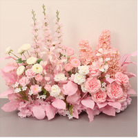 Guirlande de fleurs artificielles violettes, bleues, roses et blanches pour décoration de mariage, éventail de fleurs artificielles pour mariage