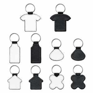 Porte-clés vierge double face en cuir PU blanc pour sublimation DIY - Product Image 1