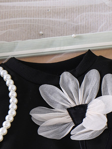 Abbigliamento per bambini abito da ragazza Cross-border nero Top a maniche lunghe + gonna plissettata - Product Image 2