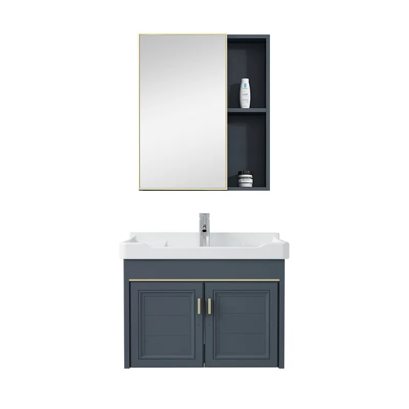 ติดผนังหรูหราทันสมัยอ่างอ่างล้างจานตู้กระจกสมาร์ท LED ที่มีกระจกชุดตู้ห้องน้ำ,อ่างล้างหน้าโต๊ะเครื่องแป้งตู้ห้องน้ำ