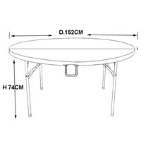 Table ronde pliable en plastique HDPE de 152 cm (5 pieds) pour le camping en plein air et les repas dans le jardin