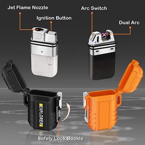 Encendedor de llama de chorro azul ajustable, antorcha de butano impermeable a prueba de viento para acampar al aire libre, fiesta de pesca, cigarrillo recargable - Product Image 5