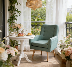 <span class=keywords><strong>Fauteuil</strong></span> rembourré en tissu <span class=keywords><strong>confortable</strong></span> avec pieds en bois <span class=keywords><strong>pour</strong></span> salon, maison et bureau - Product Image 6