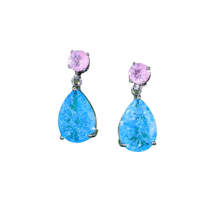 Elegant Women's Fashion Daily Party Jewelry Trendy Silver Plated Shiny Pink Sky <b>Blue</b> Cubic Zirconia Waterdrop Drop Earrings Ice - Product Image 2
