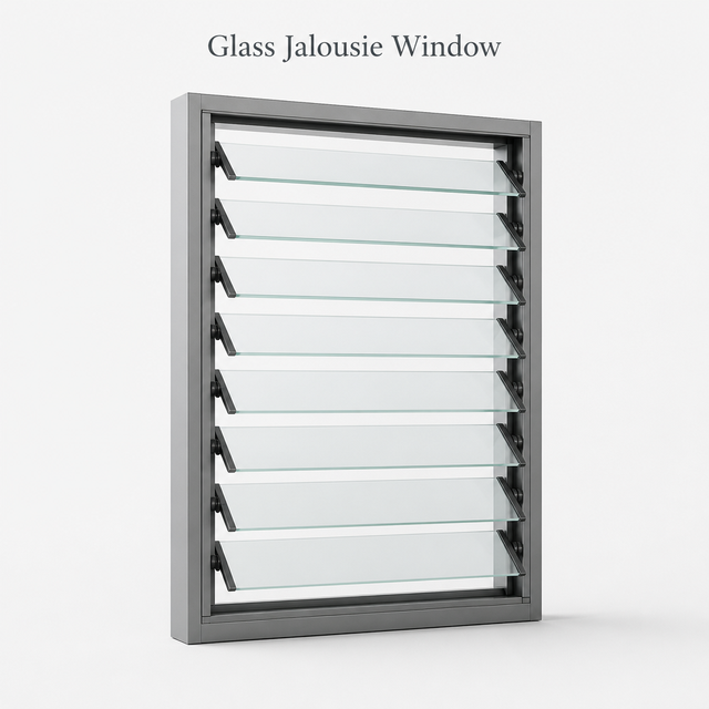 High Performance Aluminum Alloy Adjustable Glass Louver Window Tempered Glass Jalousie Windows for Villa Apartment