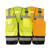Gilet di Sicurezza ad Alta Visibilità con Doppie Strisce Riflettenti, 4 Tasche, Traspirante in Rete, per Lavori Edili, Personalizzabile con Logo