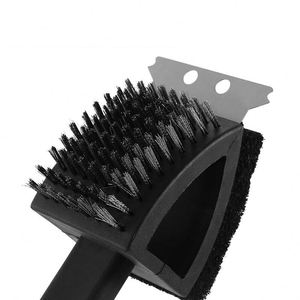Outil de barbecue multifonctionnel 3 en 1 de haute qualité, vente en gros personnalisée, avec long manche en plastique et brosse de nettoyage double face - Product Image 3