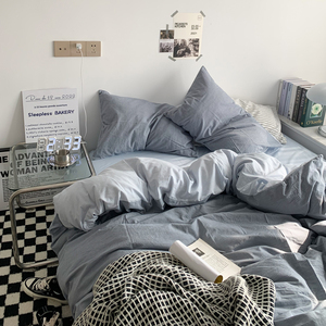 American Solid Color Yarn Dyed Bedding Set, <strong>Double</strong> Tone High-quality Soft and Comfortable Fabric <strong>Duvet</strong> and <strong>Bed</strong> Sheet Set - Product Image 5