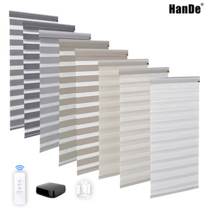 Tonos ciegos motorizados Wifi hechos a medida para oficina, casa, luz comercial de lujo, atenuación de doble tela transparente, Mini persiana cebra - Product Image 6