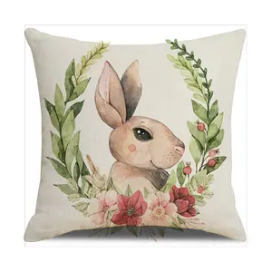 45*45cm Linen Easter Pillow cases for Easter home Decorations Easter Bunny Rabbit Eggs Sofa Cushion Throw pillow covers