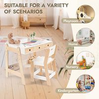 Ensemble de table et de chaise d'étude pour enfants, bureaux et chaises en bois avec hauteur réglable, bureau d'étude Montessori