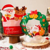 Beau bas de Noël joyeux chaussette en forme de fenêtre de givre en plastique sacs de poche transparents emballage Doypack avec fermeture à glissière