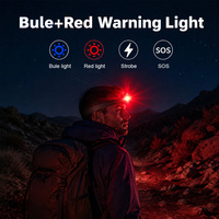 Lampe frontale rechargeable Brightenlux 600LM avec détecteur de mouvement, lumière rouge et bleue, IP67, USB Type-C, LED, pour le camping, la pêche, les situations d'urgence