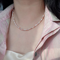 Colliers de mode, perles baroques d'eau douce de couleur bonbon exquises, colliers en chaîne de perles en argent sterling 925