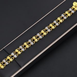 Jxx Fashion Two-Tone Chain <b>Bracelet</b> 24K <b>Gold</b> Plated Stylish <b>Bead</b> Design with Brass Material - Product Image 3