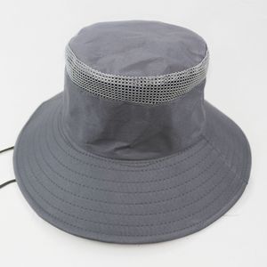 Bucket Hat Breathable Sun Protection Outdoor Fishing Hat Adult Khaki Polyester Fabric Wide Brim <b>Lightweight</b> Casual Wear - Product Image 3