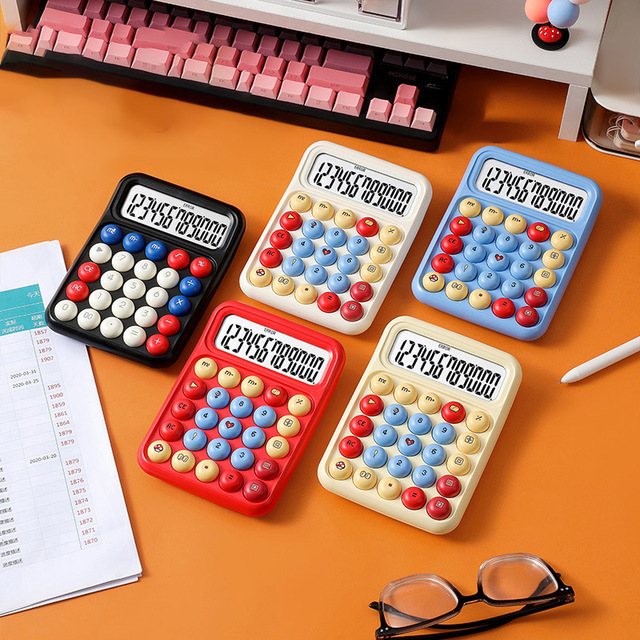 Gradient Color Scientific Portable AAA Battery Plastic Mechanical Key Office Calculator with 12-Digit Display Alarm & Calendar