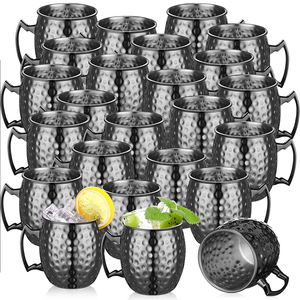 Tazza Moscow Mule 2025 Premium in Acciaio Inox 304 Nero Martellato per Cocktail, Cucina, <span class=keywords><strong>Bar</strong></span>, Vino, Birra, Bevande, Caffè - Product Image 1