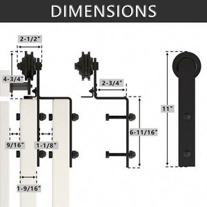 WEKIS Herrajes Modernos Negros de Aleación de Zinc y Acero para Puertas Correderas, Accesorios Industriales para Puertas Correderas Dobles de Exterior, Colgantes - Product Image 3