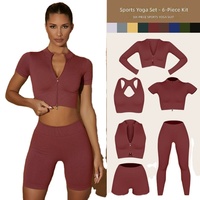 Vêtements de yoga sans coutures en Spandex/Nylon pour femmes, coupe ajustée, bretelles croisées, effet push-up, confortables pour le sport