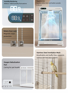 Cage à perroquets intelligente à contrôle de température avec système de filtration d'air, grande volière pour perruches, conures et cockatiels - Product Image 5