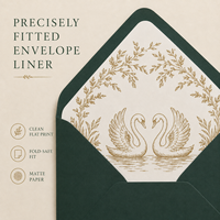 Suite d'invitations de mariage vintage de luxe, design d'enveloppe avec cygne doré, invitation de mariage personnalisée et carte RSVP assortie