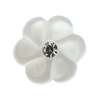 Kancing Resin Grosir Berhiaskan Rhinestone Bunga Putih, Kancing Jahit untuk Pakaian, Gaun, Kemeja, Hiasan Shank, Kancing Satu Lubang