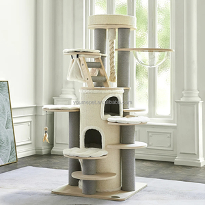 Factory Supply Customized Cat Tree Tower Multi-Level Large Cat Climbing Tree with Sisal Posts Hammock Bed Condo for Maine Coon