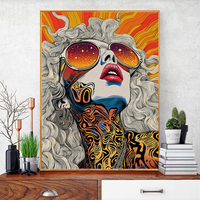 Kit de Peinture Diamant 5D DIY Cool Girl, Kit de Peinture Artistique Diamant Rond avec Strass pour Portrait et Décoration Murale Intérieure