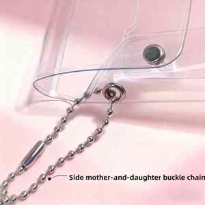 PVC EVA 미니 핑크 투명 키 립스틱 반지 가방 글리터 카드 파우치 체인 포함 - Product Image 3