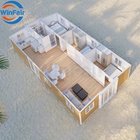 WinFair Maison en conteneur cube de 40 pieds de haut Maison de plage préfabriquée de 3 chambres à coucher Maisons préfabriquées de luxe modernes
