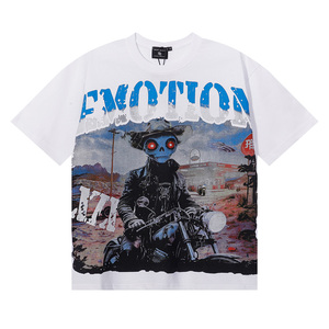 เสื้อยืดโอเวอร์ไซส์สีดำพิมพ์ลายสไตล์สตรีท แขนสั้น คอกลม ผ้าคอตตอนเจอร์ซีย์ 100% คุณภาพเยี่ยม สำหรับผู้ชาย รุ่น The Mixed Emotion - Product Image 6