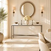 Table console élégante haut de gamme en marbre, avec base en laiton massif ou en acier inoxydable massif forgé à la main, pour villa et mobilier de maison