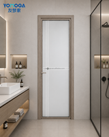Porte de salle de bain moderne en verre avec cadre en aluminium, ouverture coulissante, surface finie de haute qualité pour hôtels et villas