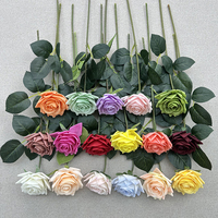 Realistische Rosen-Kunstblume in Cremefarben, 42cm, Vollblüte 8cm, für Hochzeit und Heimdekoration, Vase QYYN-1017